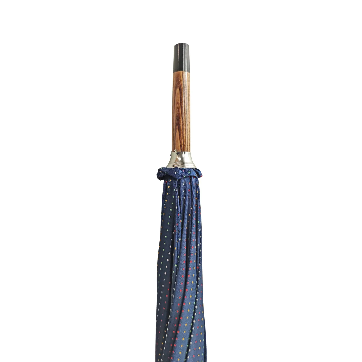 Multicolor dot umbrella with Malacca handle