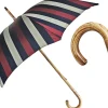 Multicolour Striped Umbrella - Natural beech Wood-Handle