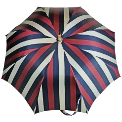 Multicolour Striped Umbrella - Natural beech Wood-Handle