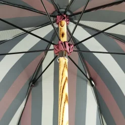 Multicolour Striped Umbrella - Natural beech Wood-Handle