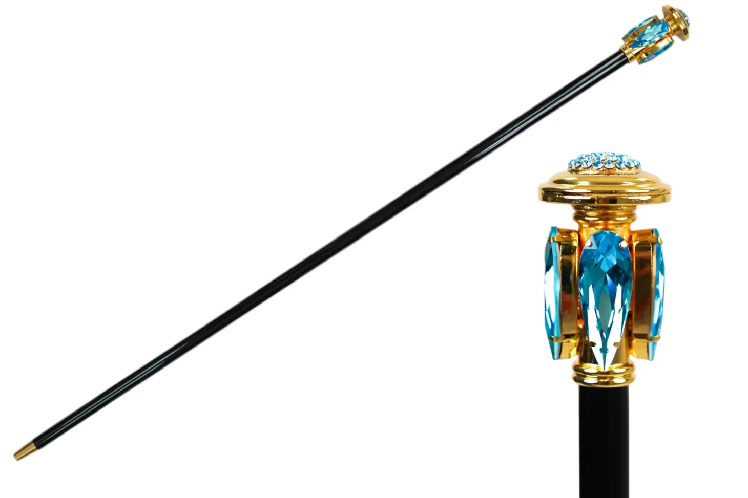 Oceanic Elegance: Exclusive Walking stick with Aquamarine Teardrop Cry