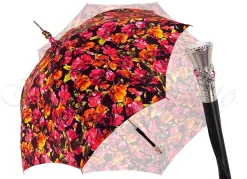 Parasol Multi-Color Floral Umbrella for Women - Black Leather Handle