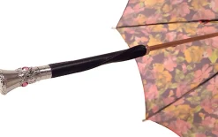 Parasol Multi-Color Floral Umbrella for Women - Black Leather Handle