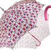 Pink Roses Parasol - Pink Leather Handle