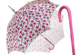 Pink Roses Parasol - Pink Leather Handle