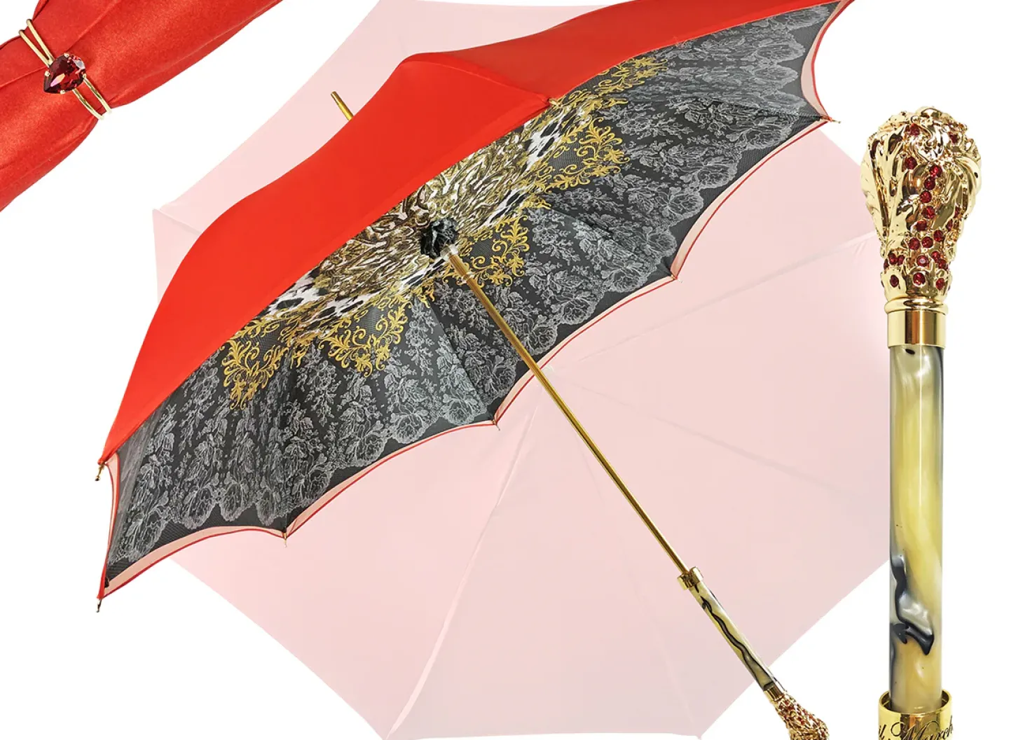 Red and Grey with crown design inside