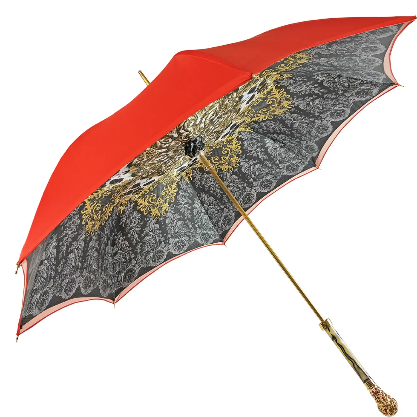 Red and Grey with crown design inside