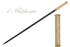 Regal Crystal Touch: 24K Gold-Plated Walking Sticks with Crystals