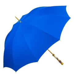 Sapphire Splendor: Handcrafted Electric Blue Umbrella with Crystal Han
