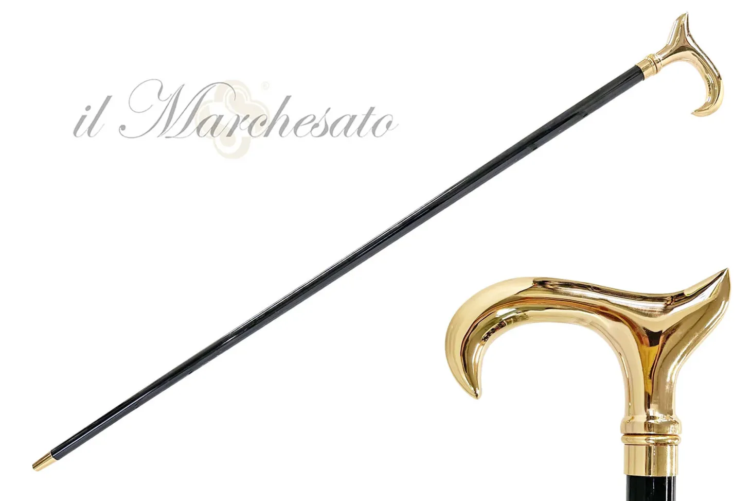 Shiny metal Walking stick - 24K goldplated