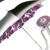 Silvered Umbrella with Anemones and Fuchsia Crystals