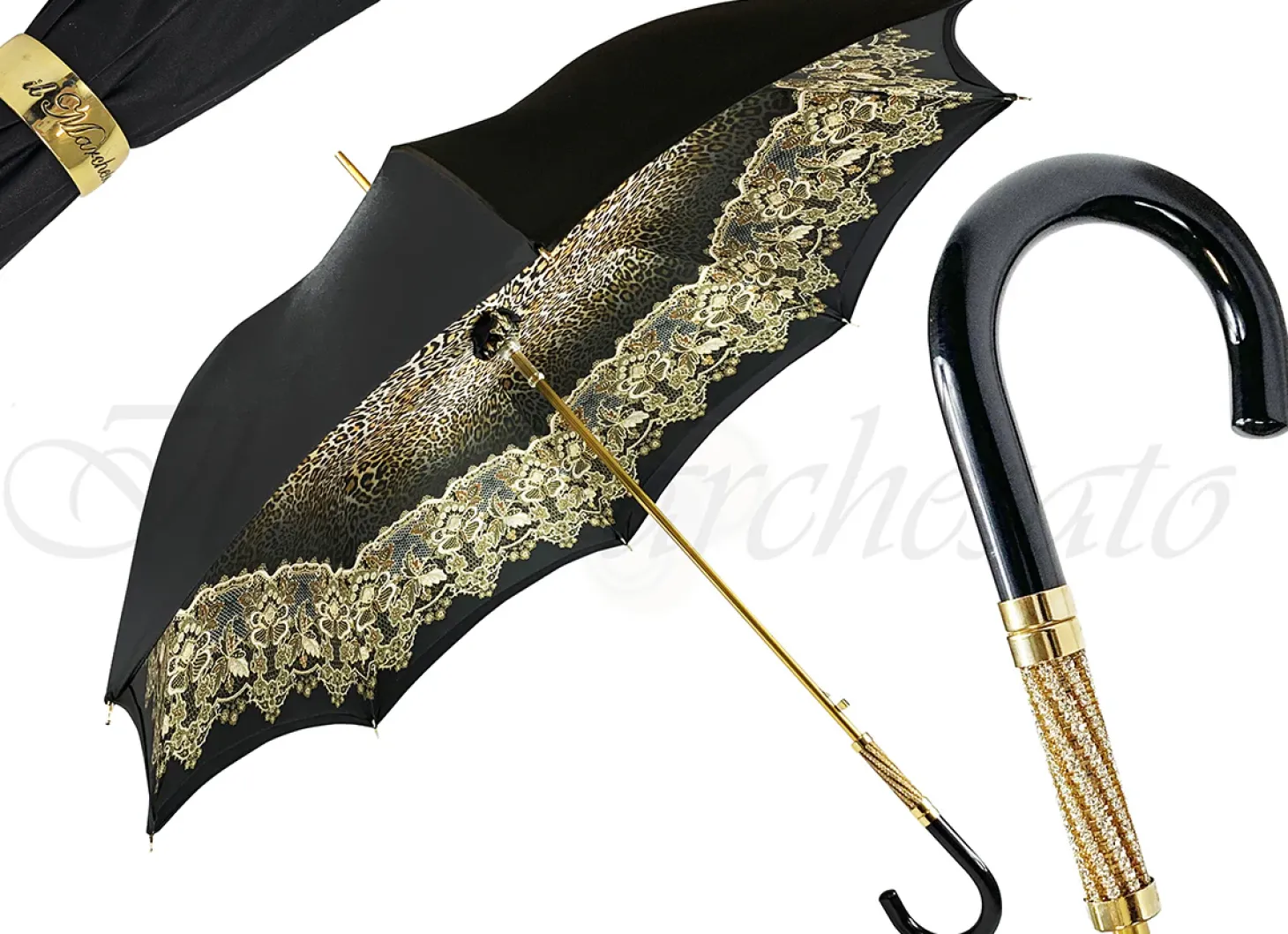 Simple and Elegant Black Umbrella with Animalier design