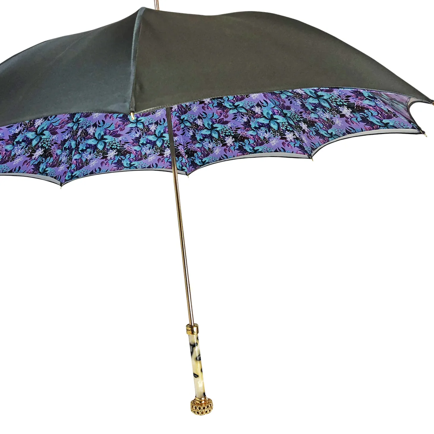 Stunning grey umbrella with light purple inside