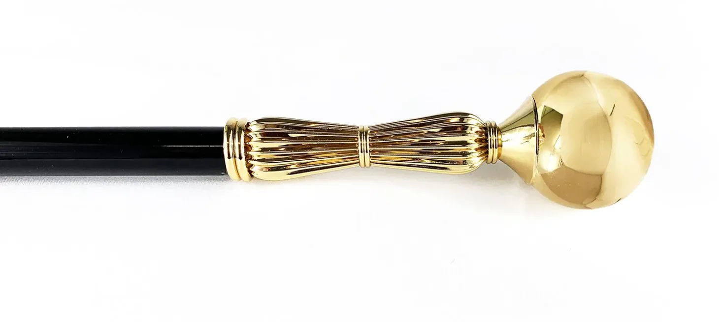 Sturdy and Elegant Walking Stick - Brass Sphere With a Mirror Surface