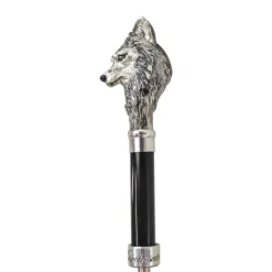 Stylish umbrell - Silverplated 925 Wolf with fur design