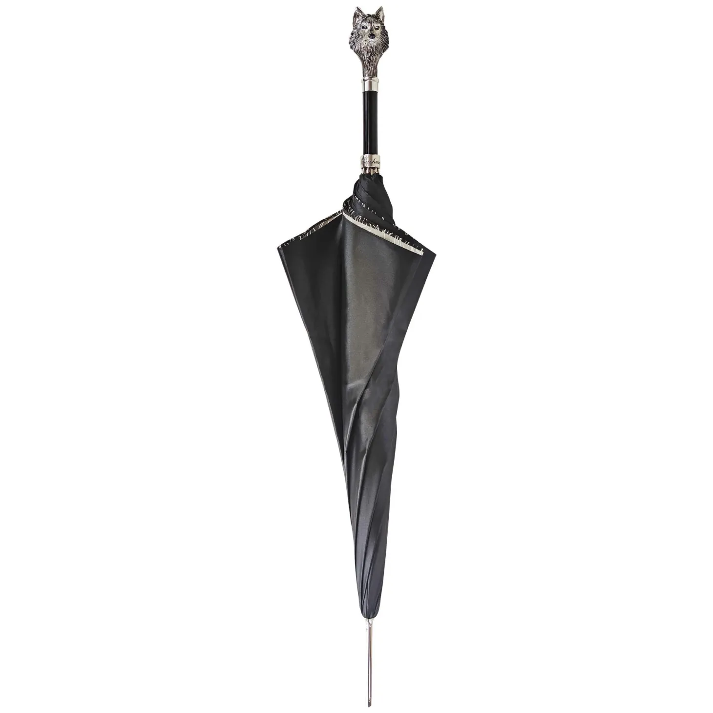 Stylish umbrell - Silverplated 925 Wolf with fur design