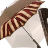 Tobacco Handmade Men's Umbrella - Striped Red And Cream