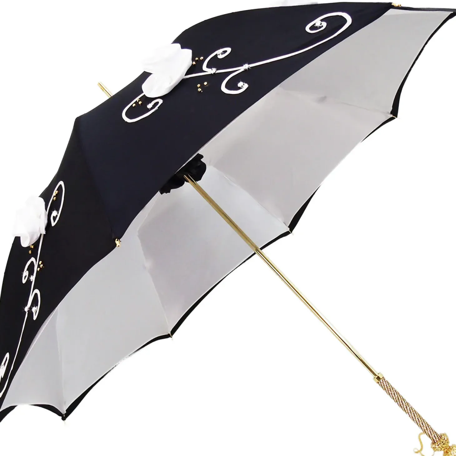 Umbrella With Double Cloth And Embroidered Flowers Fashionable Umbrella