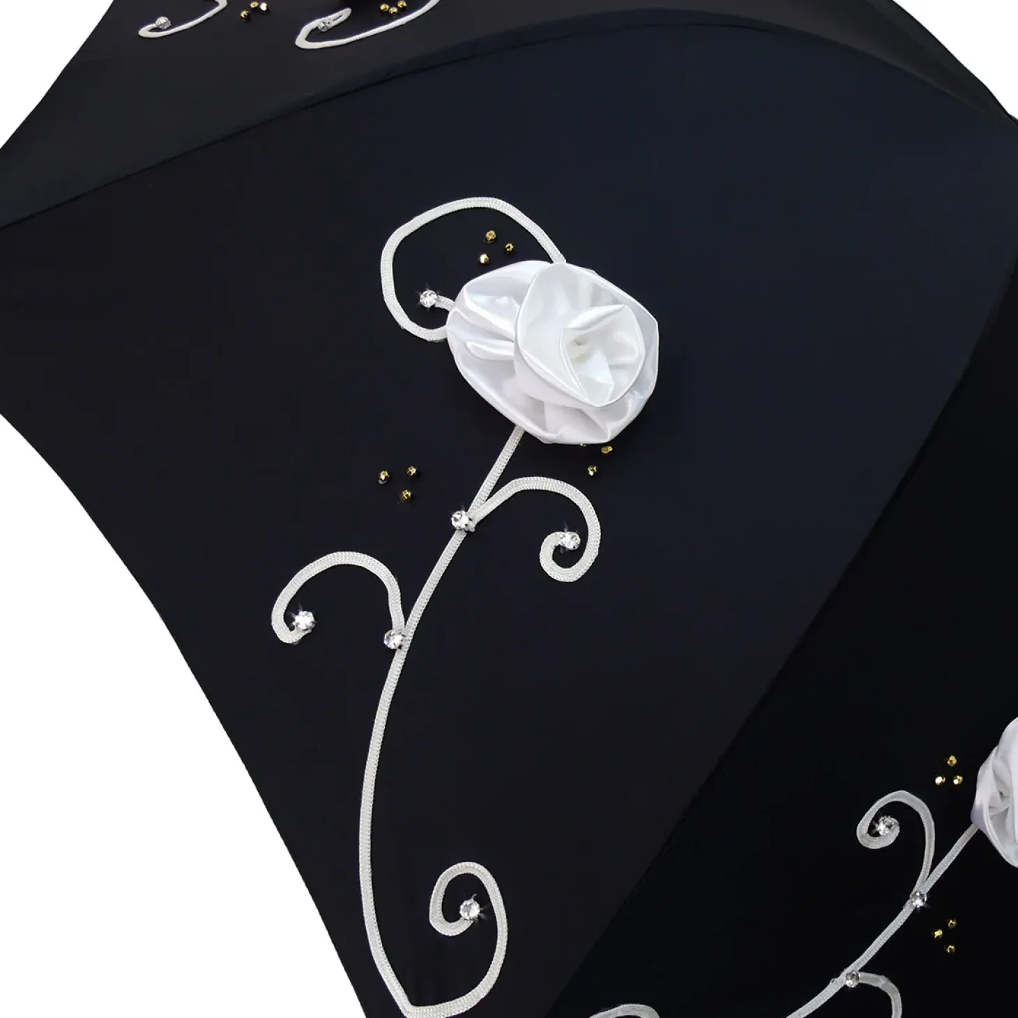 Umbrella With Double Cloth And Embroidered Flowers Fashionable Umbrella