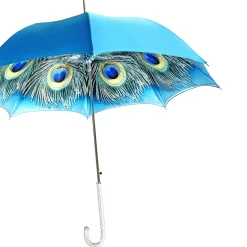 Umbrella with fantastic turquoise peacock thousands of crystals