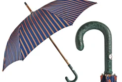 Umbrella with green Caiman Crocodile leather handle