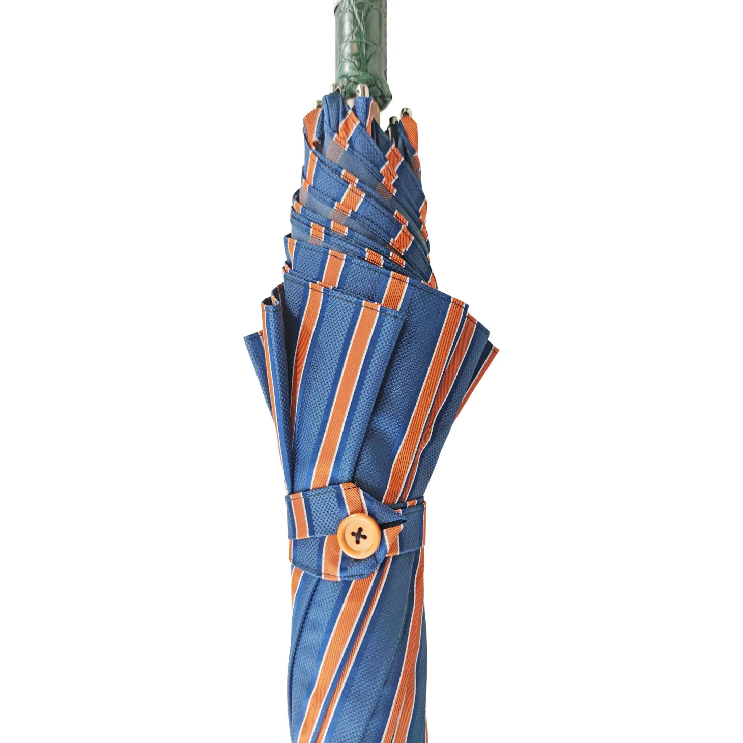 Umbrella with green Caiman Crocodile leather handle
