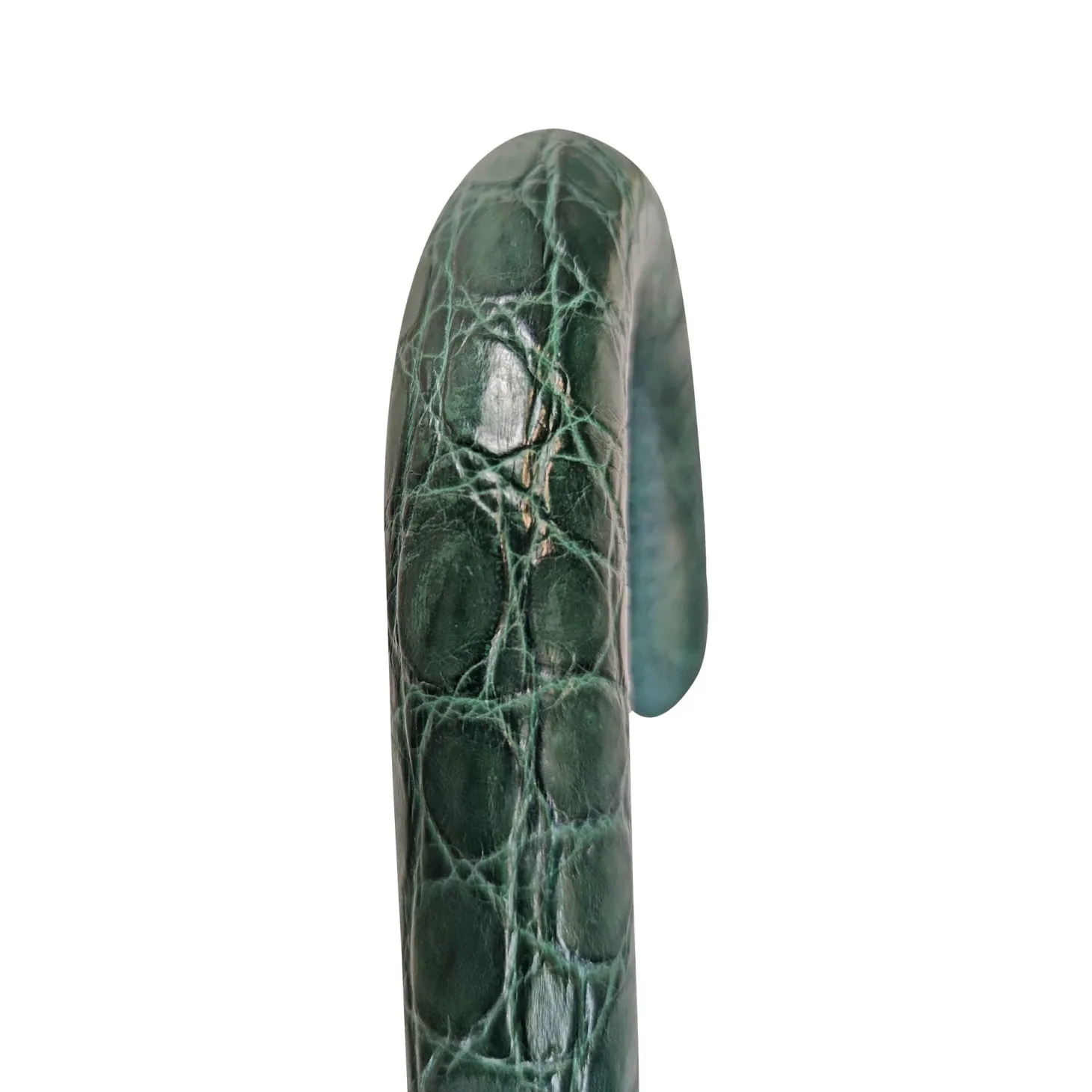Umbrella with green Caiman Crocodile leather handle
