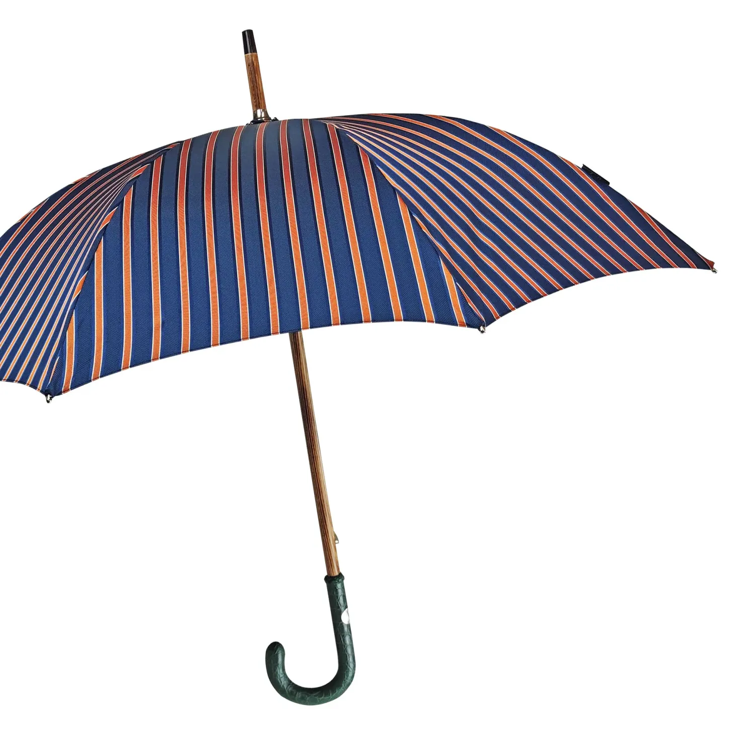 Umbrella with green Caiman Crocodile leather handle