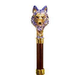 Umbrella with Hand-Painted Golden Wolf