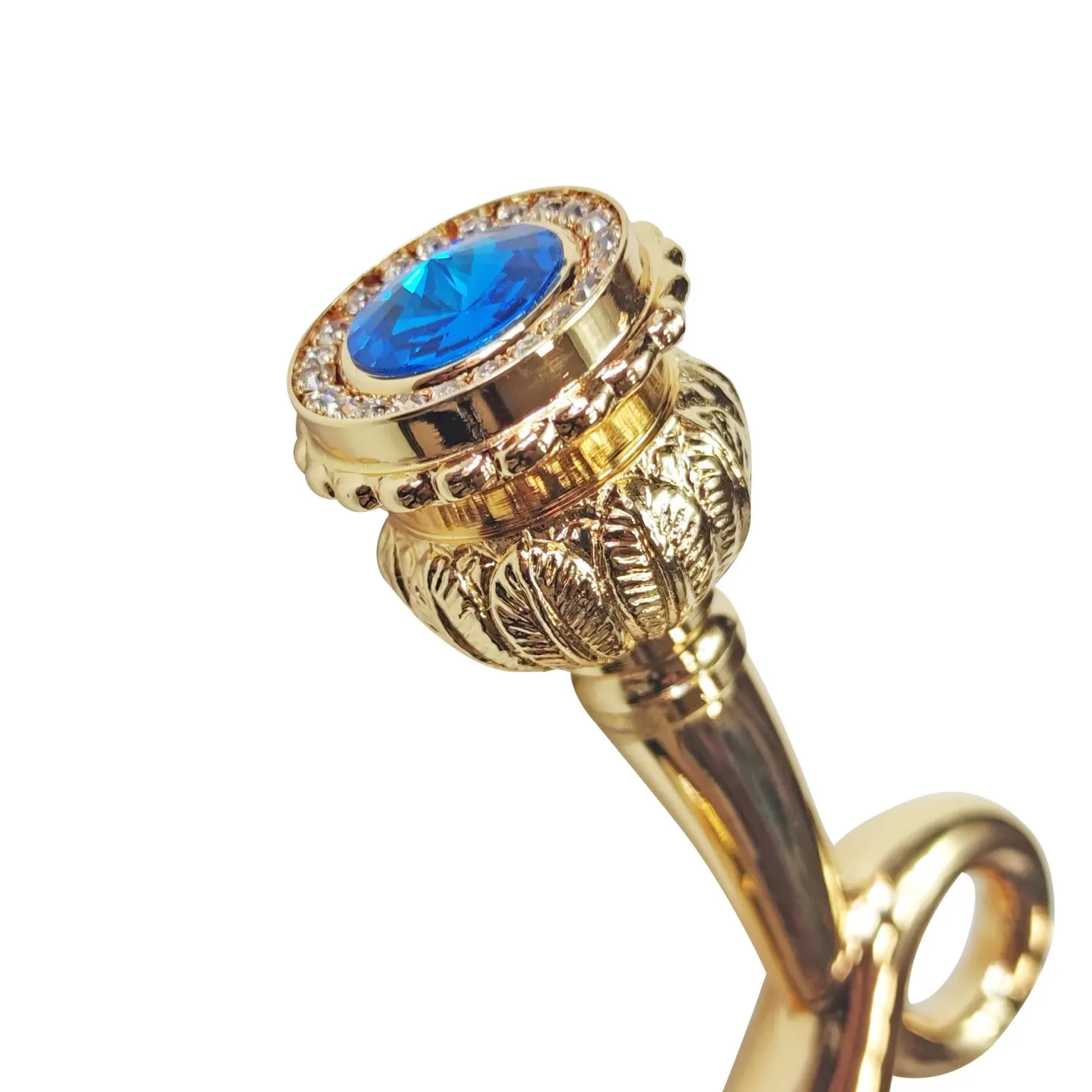 Walking stick - Sturdy gold plated 24K brass handle