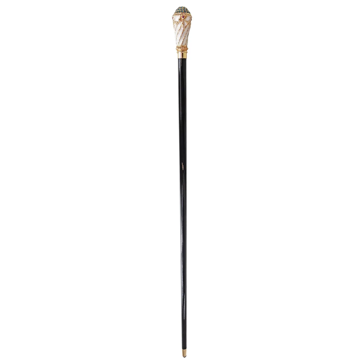 Walking stick Hand painted Knob with indicolite crystals