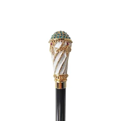 Walking stick Hand painted Knob with indicolite crystals