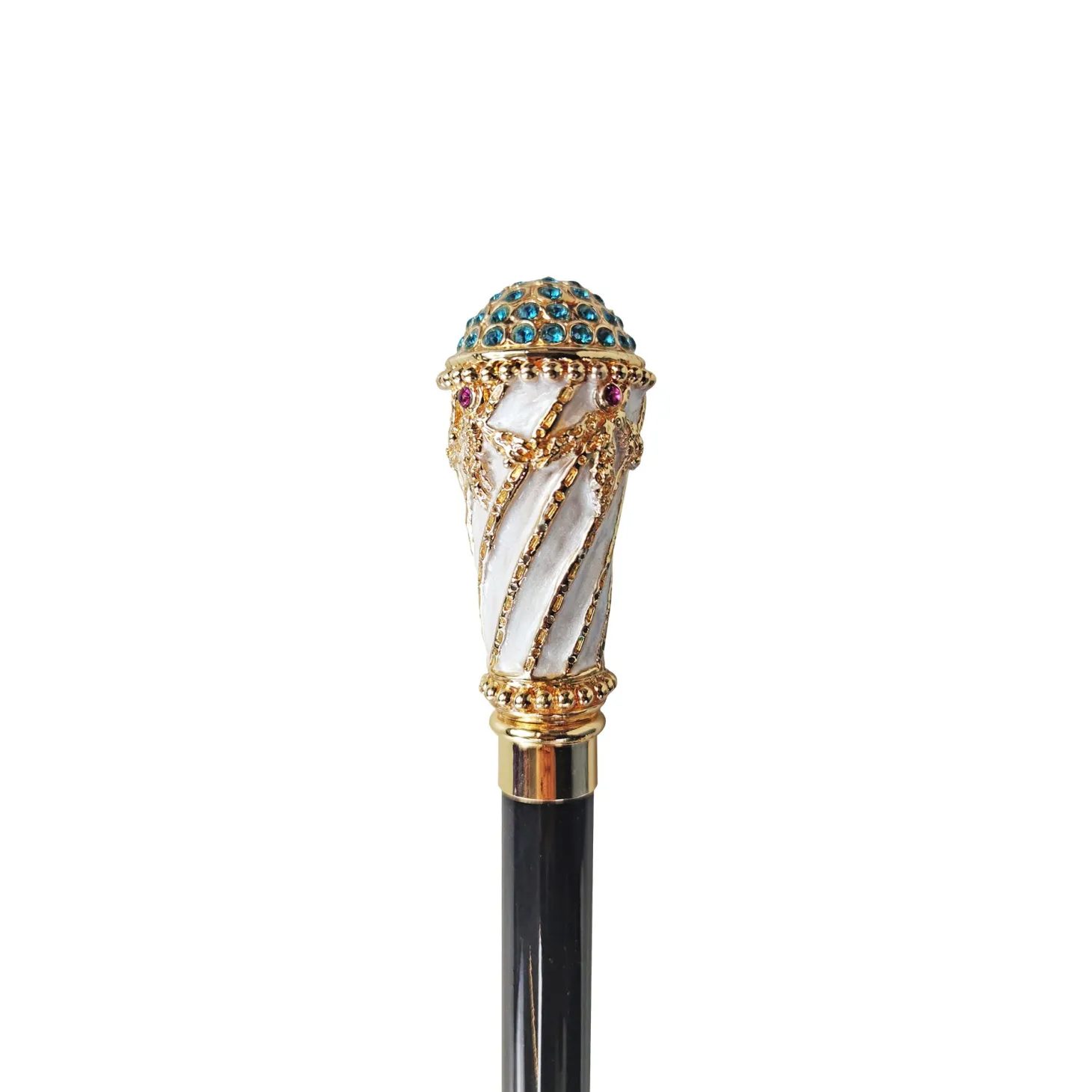 Walking stick Hand painted Knob with indicolite crystals