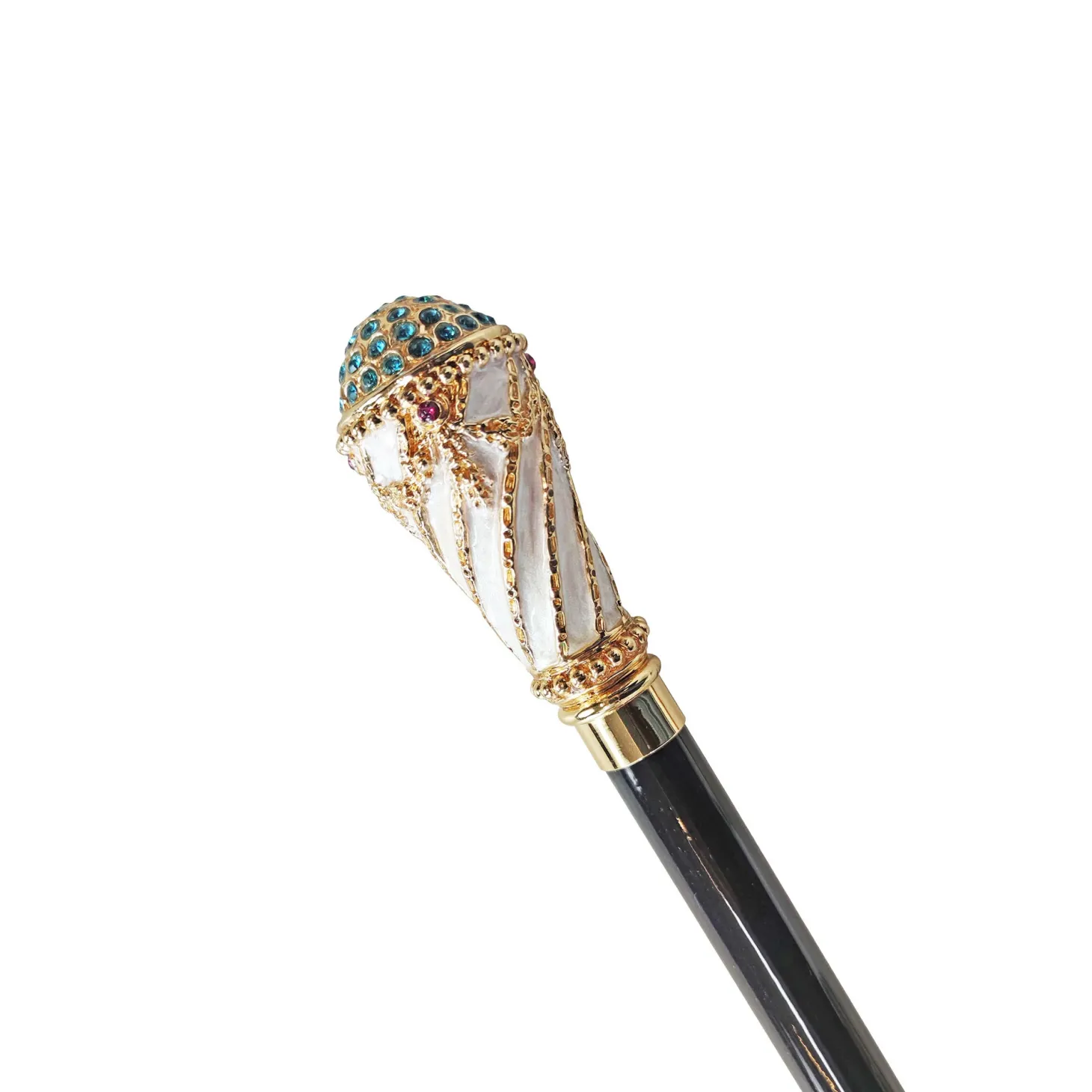 Walking stick Hand painted Knob with indicolite crystals