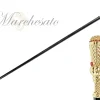 Walking stick in gold plated brass knob