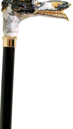 Walking Stick with a Hand-Enamelled Dog's Head on 24k Gold