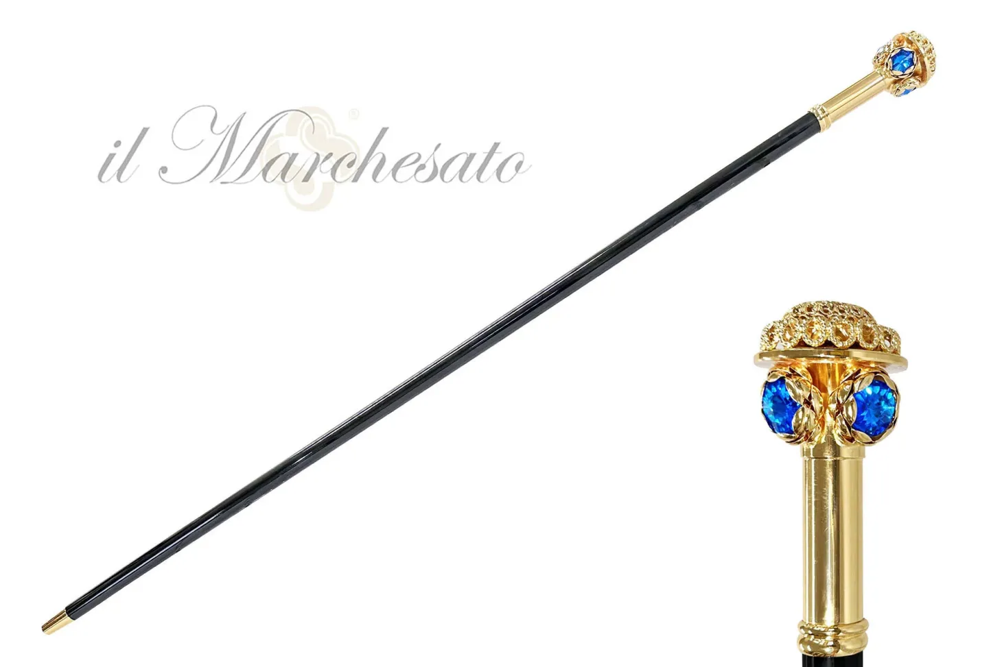 Walking stick with flower and "Capri" crystals
