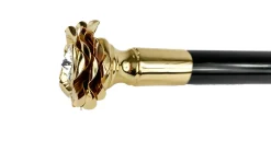 Walking Stick with Rose in golden brass