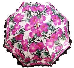 Women's Ruffled Umbrella Studied with a Multicor Pattern