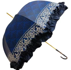 Women's umbrella Studied with a Black & White Pattern on a Blue Canopy