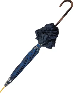 Women's umbrella Studied with a Black & White Pattern on a Blue Canopy