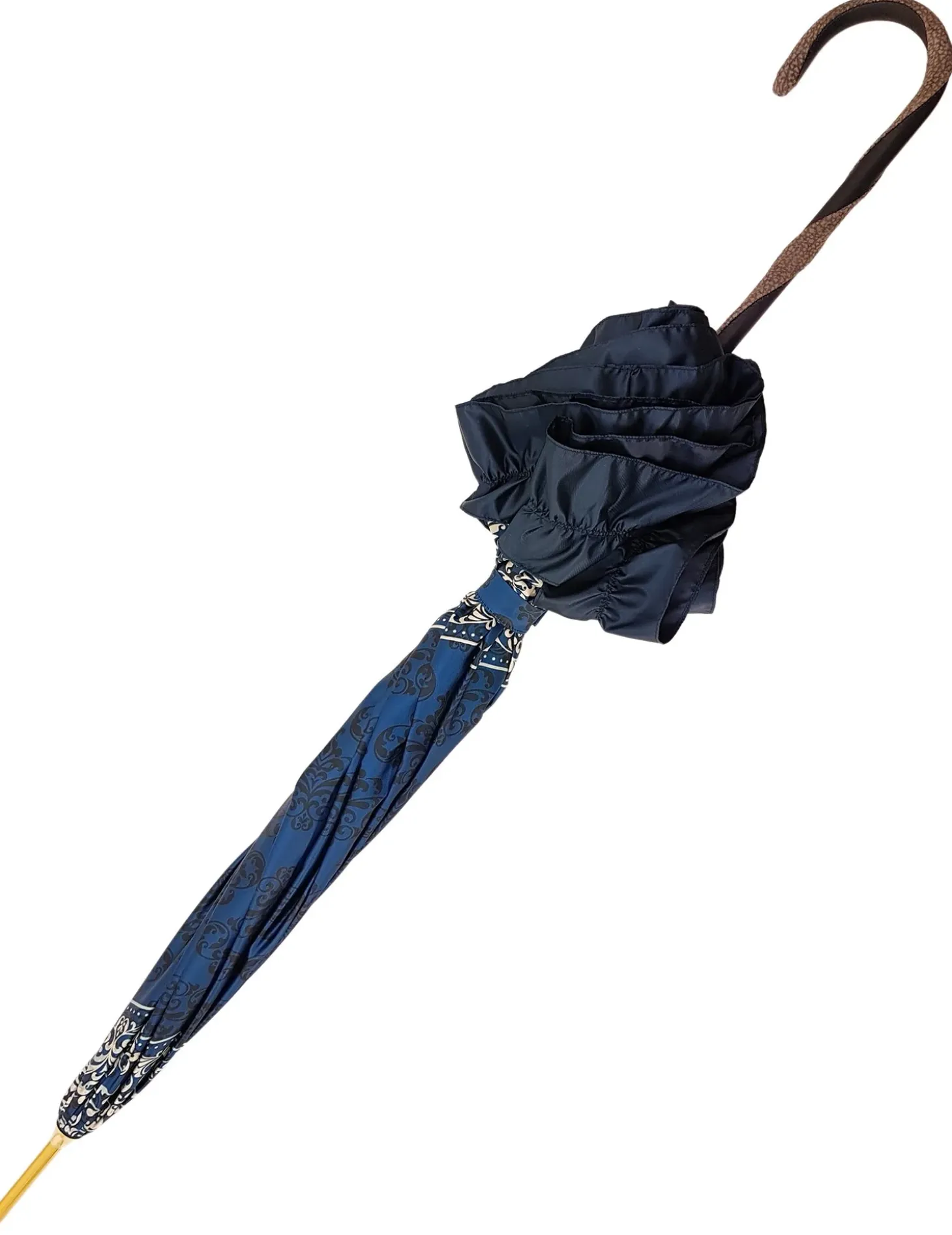 Women's umbrella Studied with a Black & White Pattern on a Blue Canopy