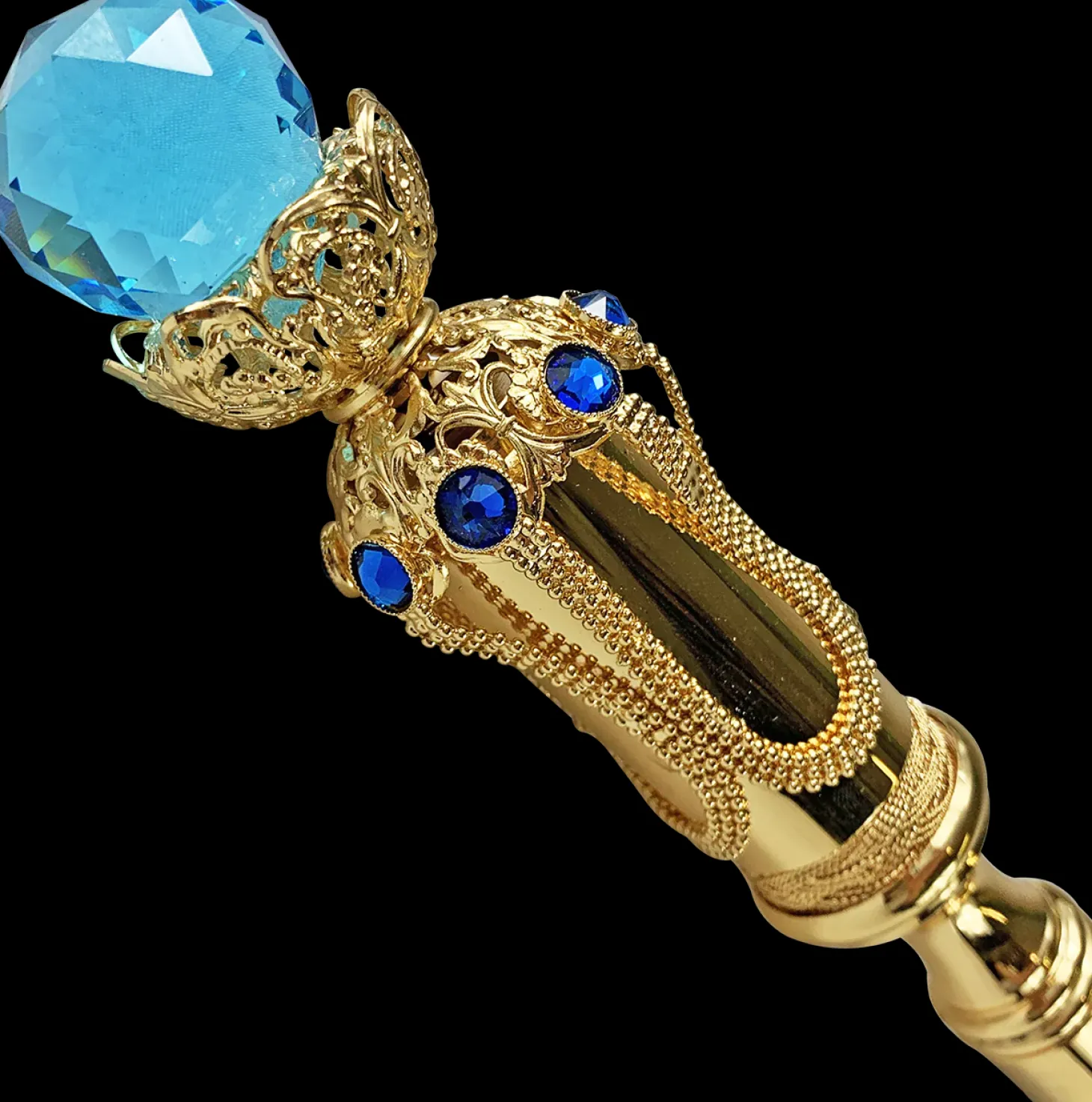 Wonderful mylord walking cane with big Aqua crystal