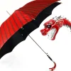 Wonderful umbrella with hand painted and silverplated 925 Dragon