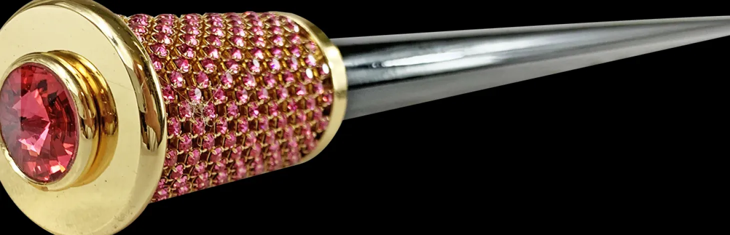 Wonderful Walking Stick For Ceremony with pink crystals
