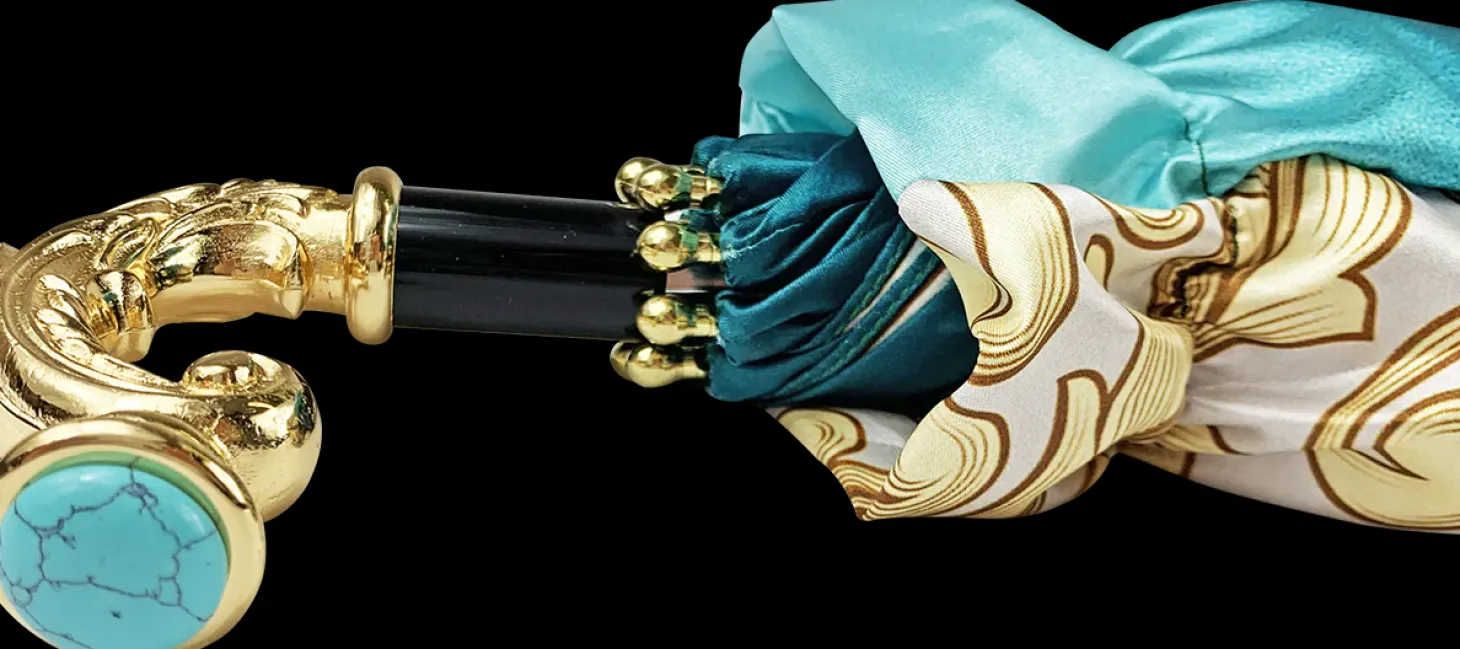 Wonderful women's umbrella, finished in fine gradient turquoise