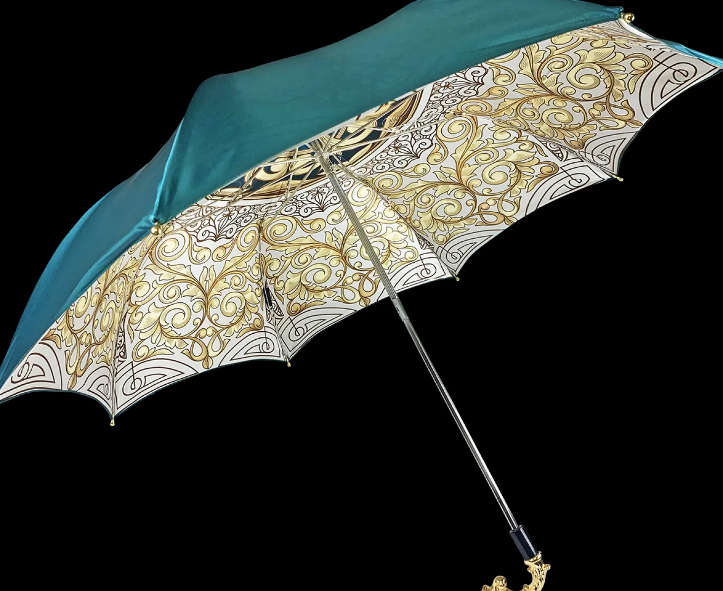 Wonderful women's umbrella, finished in fine gradient turquoise